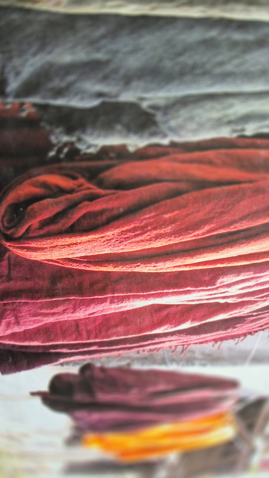 Stack of dyed fabrics